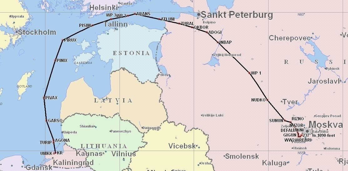 Расстояние от Москвы до Калининграда