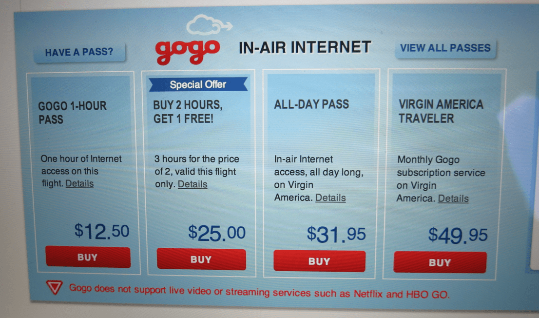 Wi-Fi в самолете от американского провайдера мобильной связи Gogo