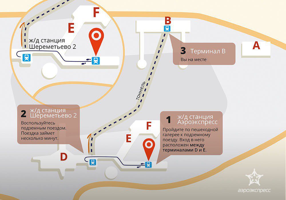 Схема проезда к терминалу B аэропорта Шереметьево.
